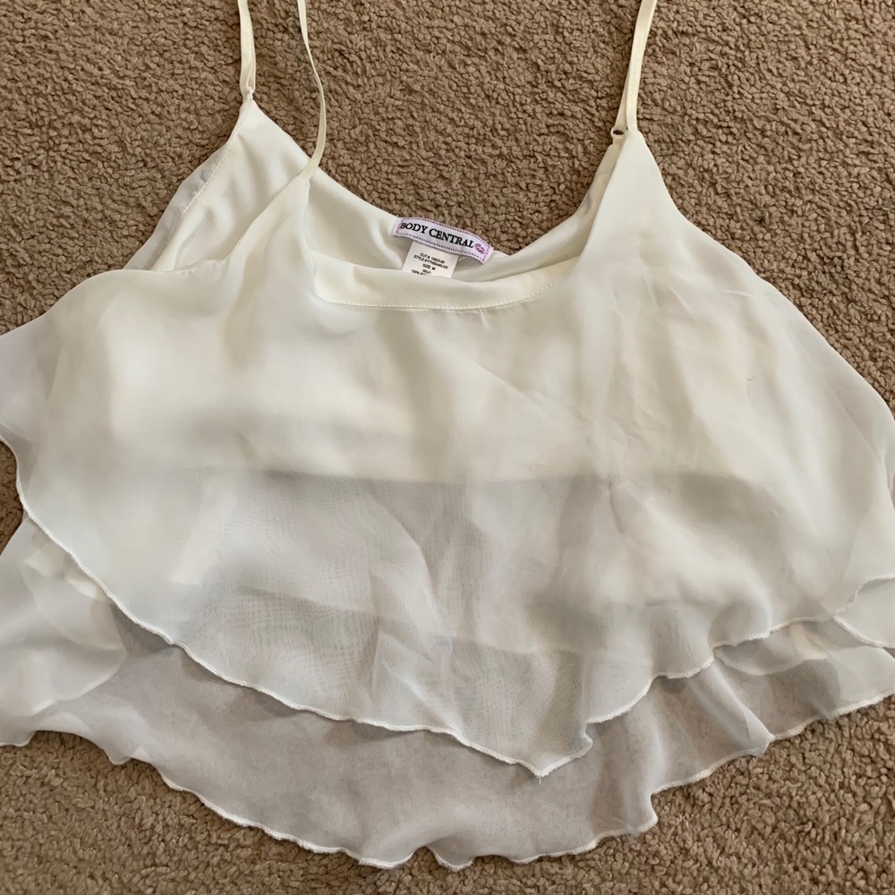 White Frilly Tank Top